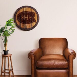 Montreal Canadiens: Officially Licensed NHL Branded "Faux" Barrel Top Sign 20.25x20.25 by Fathead | Wood