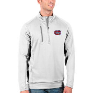 Men's Antigua White/Silver Montreal Canadiens Generation Quarter-Zip Pullover Jacket
