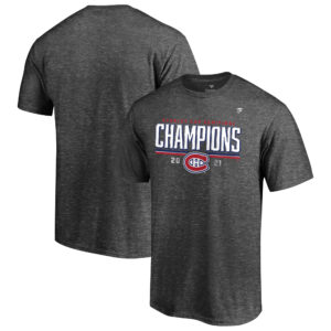 Men's Fanatics Branded Heathered Charcoal Montreal Canadiens 2021 Stanley Cup Semifinal Champions Locker Room T-Shirt