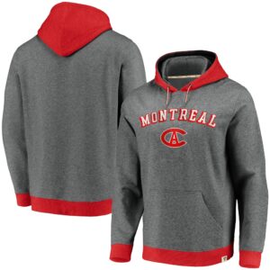 Men's Fanatics Branded Heathered Gray/Red Montreal Canadiens True Classics Signature Fleece Pullover Hoodie