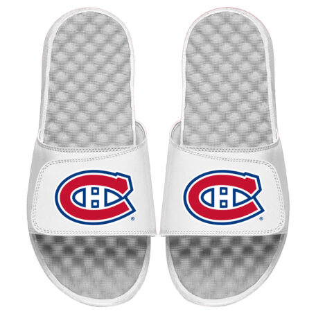 Men's ISlide White Montreal Canadiens Primary Logo Slide Sandals