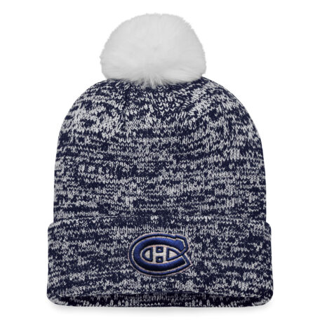 Women's Fanatics Branded Navy Montreal Canadiens Glimmer Cuffed Knit Hat with Pom