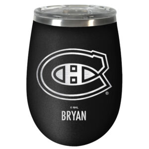 Black Montreal Canadiens 12oz. Personalized Stealth Wine Tumbler