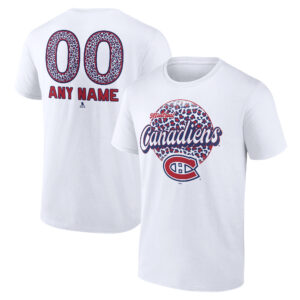 Men's Fanatics Branded White Montreal Canadiens Personalized Name & Number Leopard Print T-Shirt
