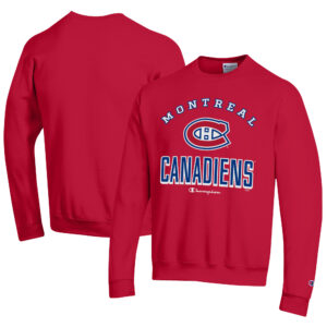 Men's Champion Red Montreal Canadiens Eco Powerblend Crewneck Sweatshirt