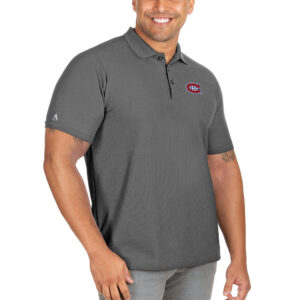Men's Antigua Charcoal Montreal Canadiens Big & Tall Legacy Pique Polo