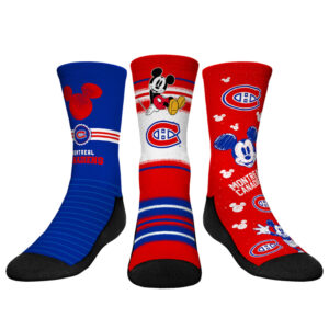 Youth Rock Em Socks Mickey Mouse Red Montreal Canadiens Three-Pack Crew Socks Set